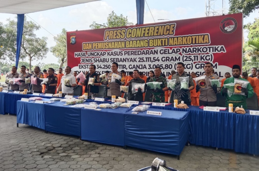 Polda Riau Ungkap Peredaran Narkoba Jaringan Internasional, Puluhan Kilogram Narkoba Dimusnahkan