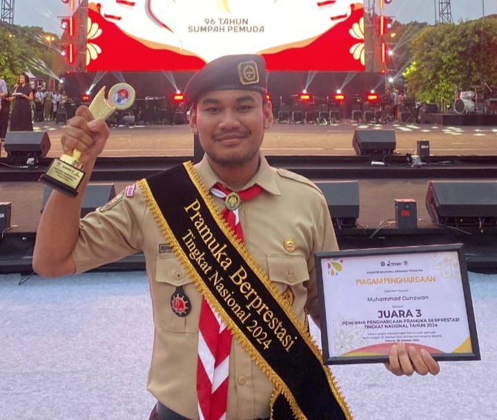 Muhammad Gunawan Terpilih Sebagai Juara III Pramuka Berprestasi Tingkat Nasional Tahun 2024